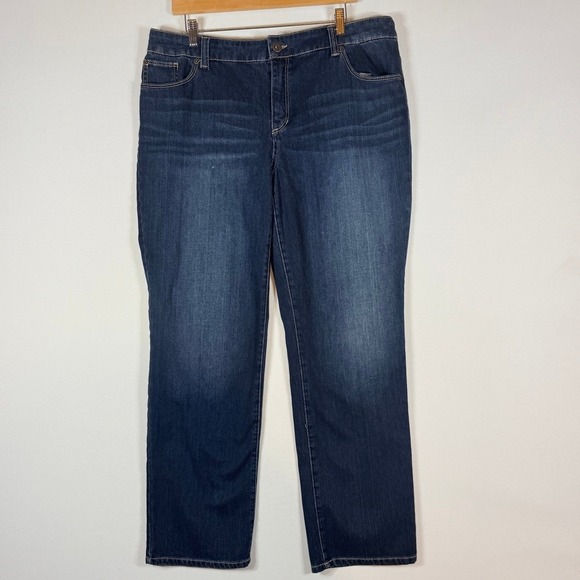Chico's Denim - Chico's 3 Short XL Platinum Denim Jeans Dark Wash Blue Womens‎ Straight Leg